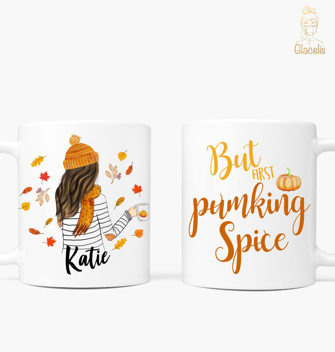 Personalized Girl But First Pumpkin Spice Mug
