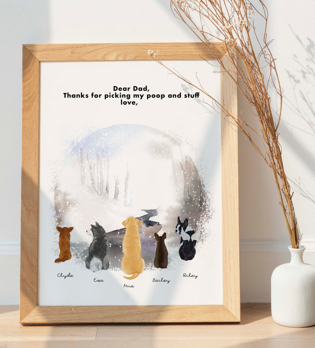 Personalized Up to Five Dogs - Wall Art Digital