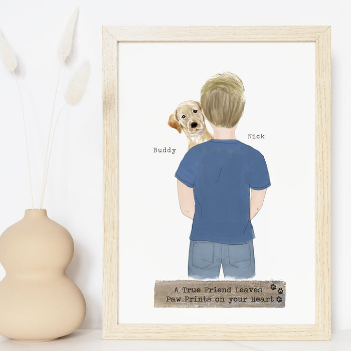 Personalized Man and Dog Best Friends Print Art Digital