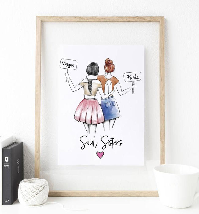 Personalized Soul Sisters Wall Art - Custom Personalized Gifts for friends, Family & special occasions!