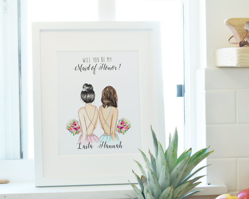 Personalized Will you be my Bridesmaid/Matron of Honor Proposal Wall Art Digital