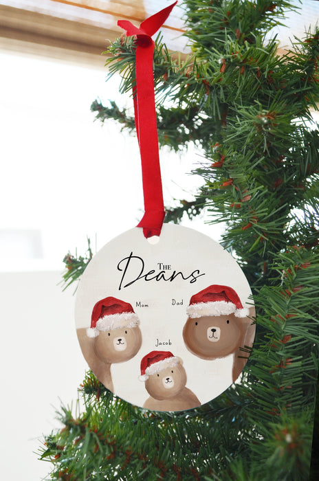 Personalized Family Bear Christmas Ornament