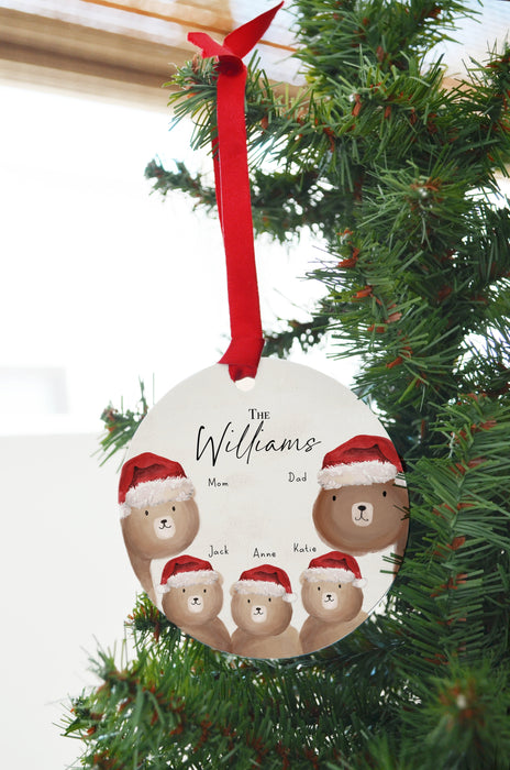 Personalized Our First Home Family Christmas Ornament, 2021 Xmas Ornament Family bear, Customized Holiday Ornament, Christmas Family bear