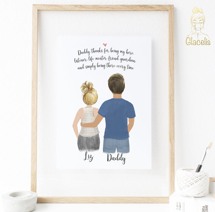 Personalized Father and Daughter Print art Digital