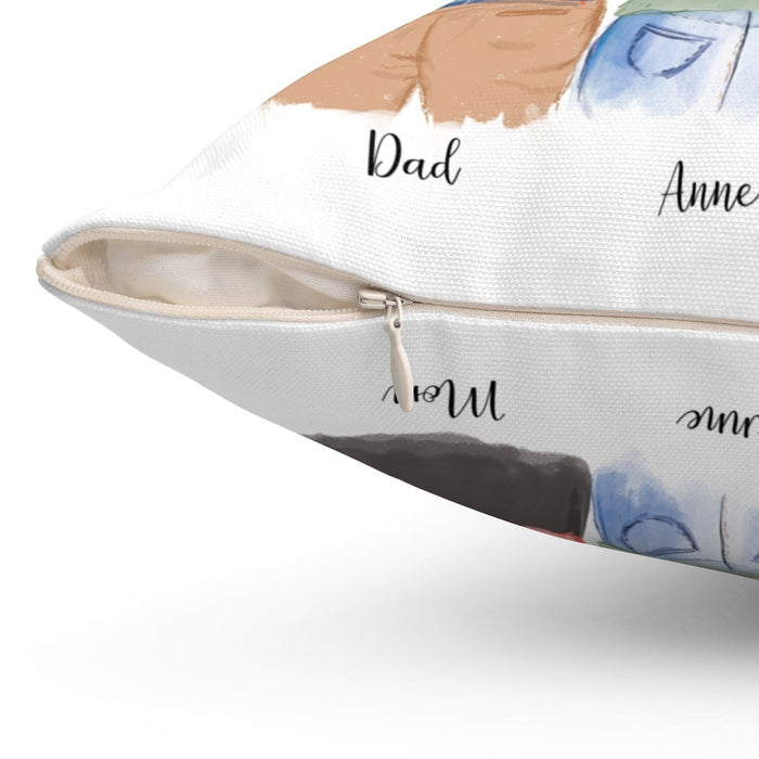Family of Three - Mother, Father, and Daughter Pillow