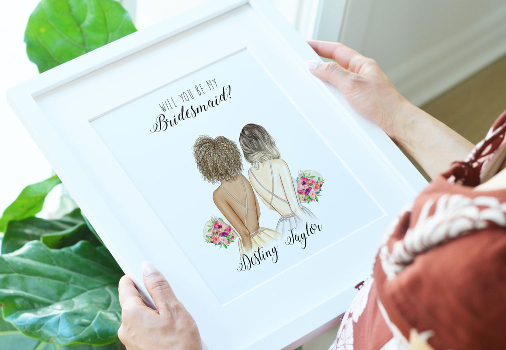 Personalized Will you be my Bridesmaid/Matron of Honor Proposal Wall Art Digital