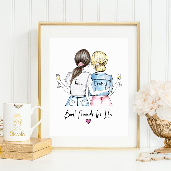 personalized best friends for life wall art for birthday