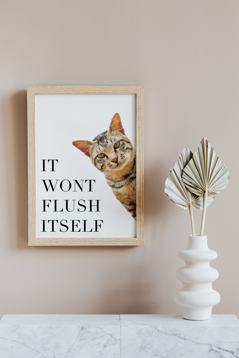 Custom Funny Bathroom Art, Digital Print, Pet bathroom decor, restroom wall art