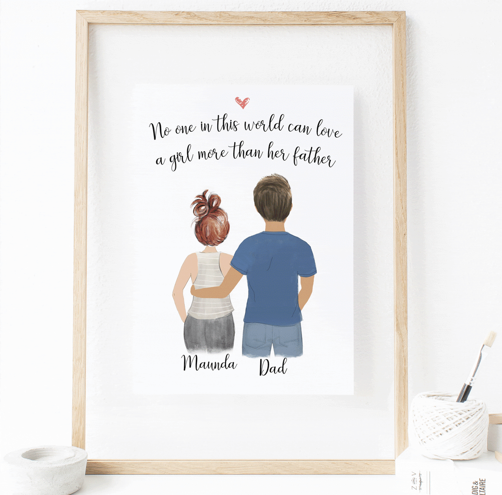 Personalized Father and Daughter Print art Digital — Glacelis