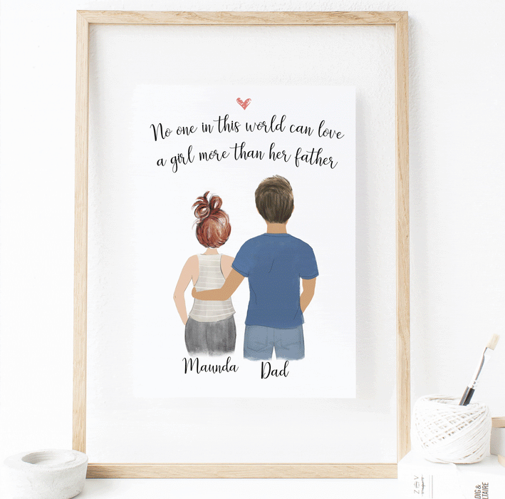 Personalized Father and Daughter Print art