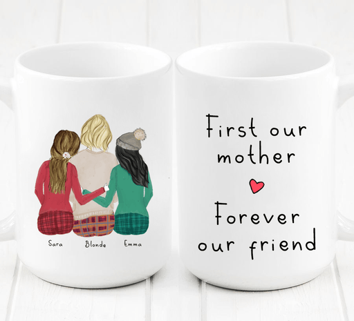 Personalized Two Daughters and Mom Mug - Create a unique personalized mug for your mom that she will always cherish. This cute and heartfelt gift will show her how much she is appreciated and how big of an impact your Mom has made in your life