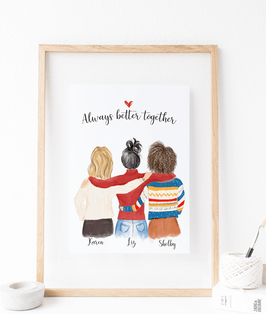 Friendship Print Best Friend Gift for Her Five Friends Gift for Best Friend  Custom Friendship Gift Best Friend Gifts 5 Best Friends Picture 