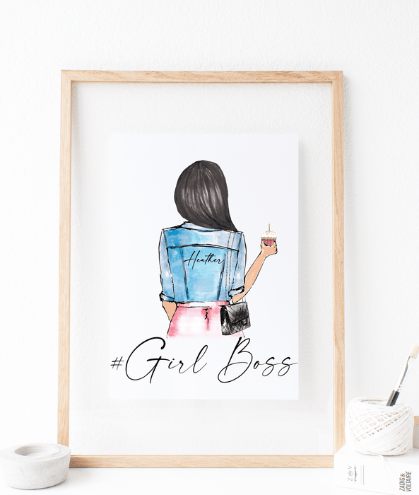 Personalized Girl Boss Wall Art Digital