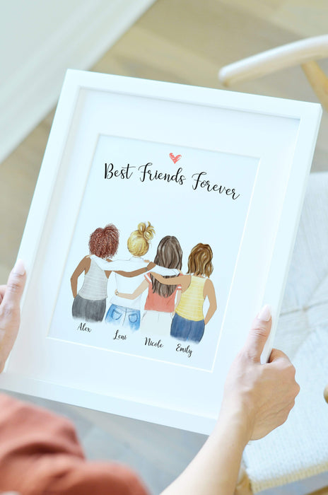 Personalized friendship Wall Art / Best Friends Forever 4 Women - For your girl squad. Our awesome Personalized Friendship Wall Art / Best Friends Forever for Four Women is for the group of BFFs that you can't live without! Customize this piece to give your friend group the reminder that they are the ultimate besties in your life