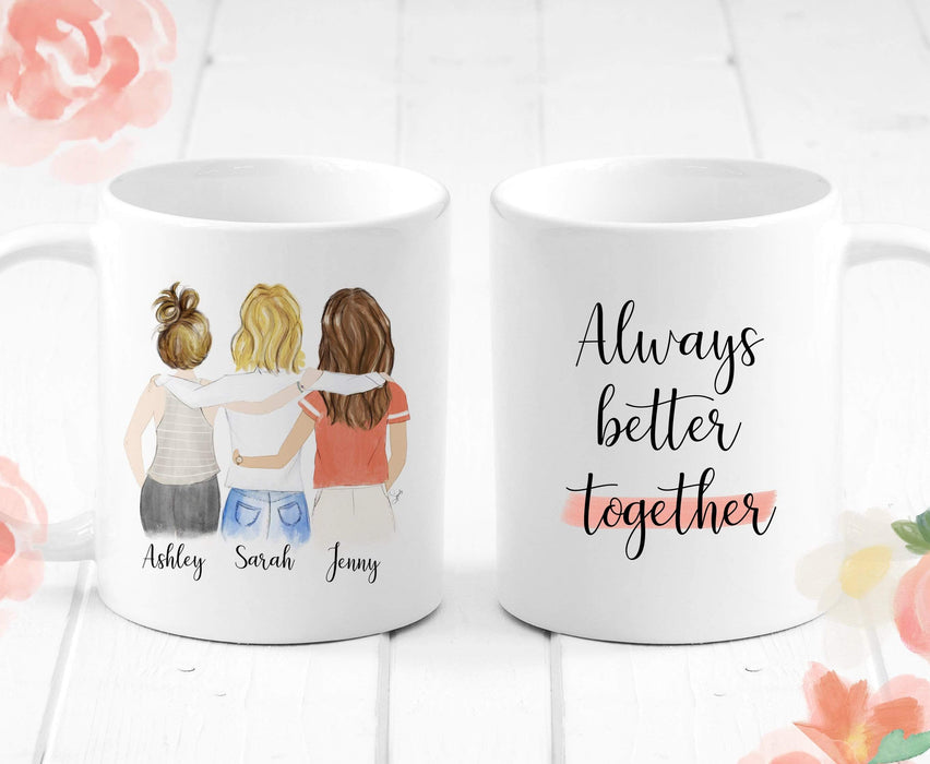 3 Best Friends Personalized Coffee Mug Gift for Her Three Best Friends Mug  Friendship Mug BFF Gifts 3 Friends Custom Present Gift for Her 
