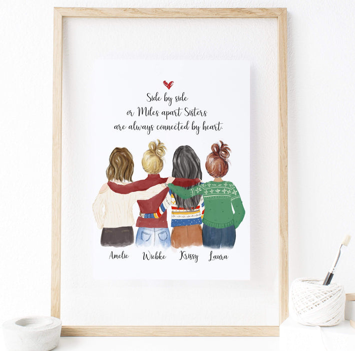 Four Women Custom Best Friends Print Art Digital