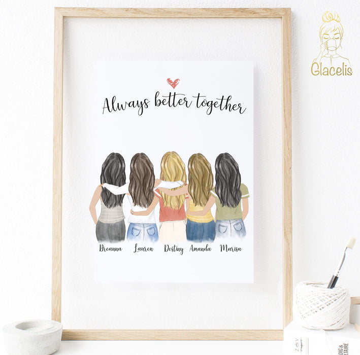 Six Women Custom Best Friends Print Art Digital