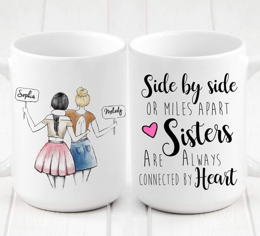 Personalized side by side Soul Sisters Gift, on Mug - By Glacelis® - Custom Personalized Gifts for friends, Family & special occasions!
