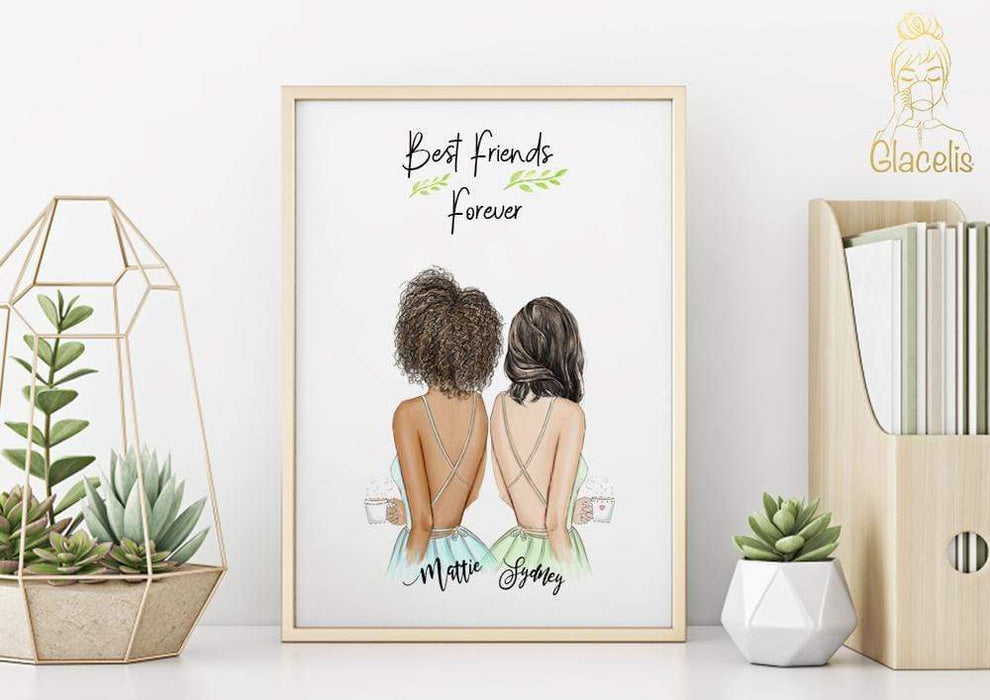 Personalized Unbiological Sister  Wall Art - Consider this cute, heartfelt artwork for the unbiological sister or best friend that you love. As your right hand BFF, your friend will cherish this gift that depicts your friendship perfectly at Glacelis