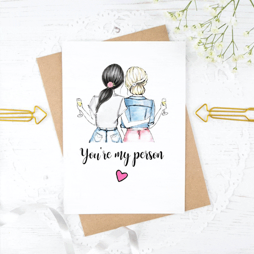 Best Friend Cards - You're my person - Black & light Blonde