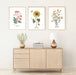 Set of 3 Botanical Sunflower Print Art - Custom Personalized Gifts for friends, Family & special occasions!