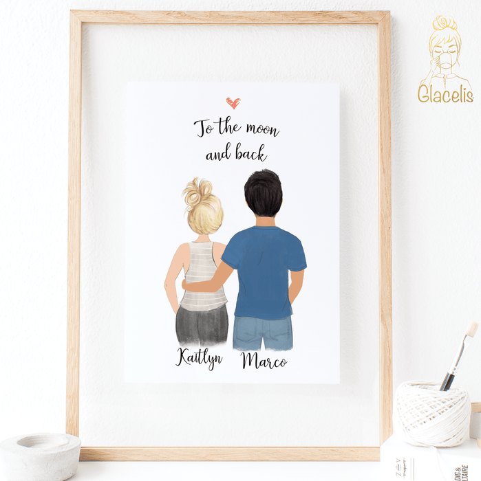 Personalized Couples Fall in Love Print art Digital