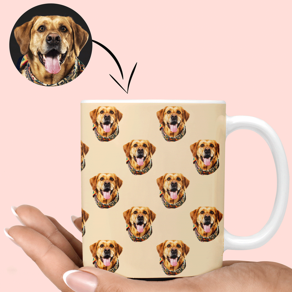 Dog face on outlet mug