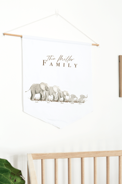 Personalized Elephant Family Wall Art