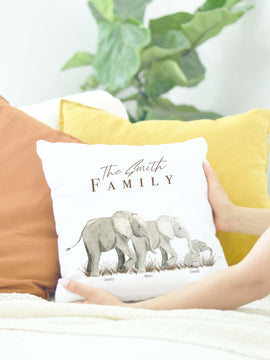 Personalized Elephant Family Pillow