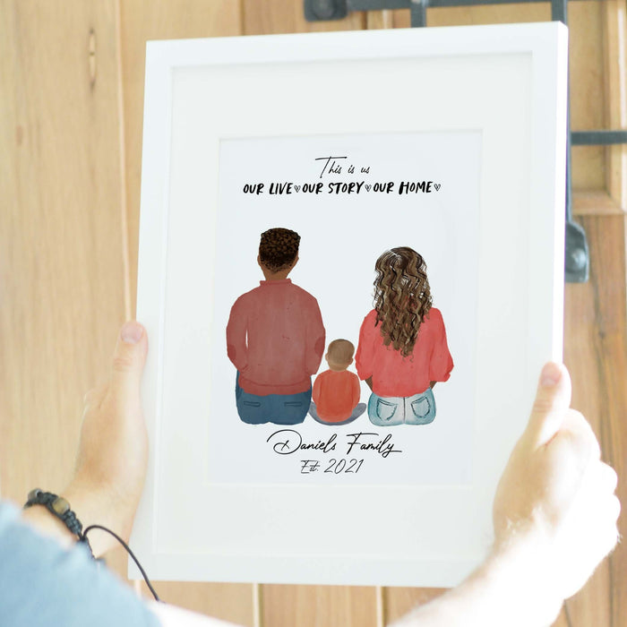 Christmas Family Portrait 2021, Gift idea for Family, Custom Family Mom, dad, Baby, Christmas Family Gift, Personalized Family Print