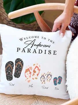 Personalized Flip Flops Summer Family Pillow