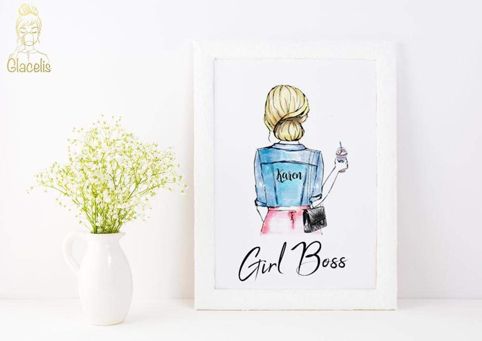 Personalized Girl Boss Wall Art - Calling all Boss Babes! This gift shows off your favorite Girl Boss friend in a strong, creative and one of a kind way. Customize this art print to show the Girl Boss in your life just how much of a strong individual she is. 