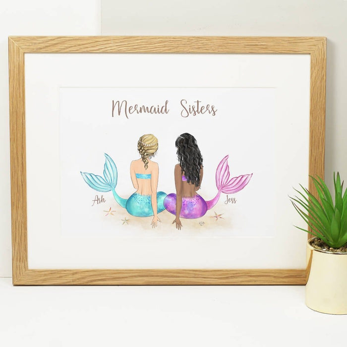 Mermaid Sisters Wall Art - Custom Personalized Gifts for friends, Family & special occasions!