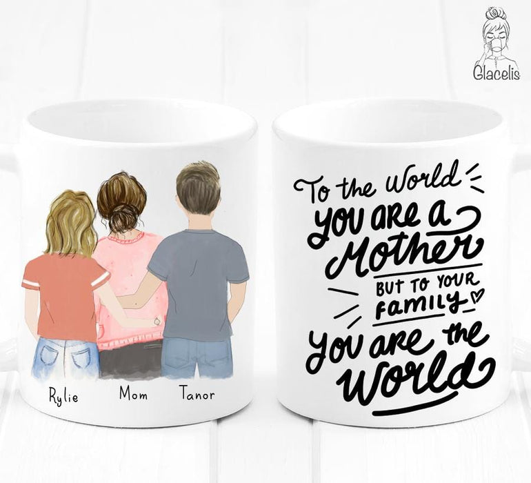 Family of  three - Mom, Daughter and Son  Mug