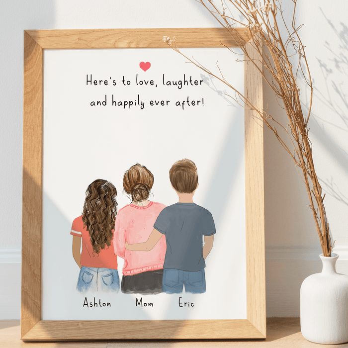 Personalized mother, daughter and son wall art
