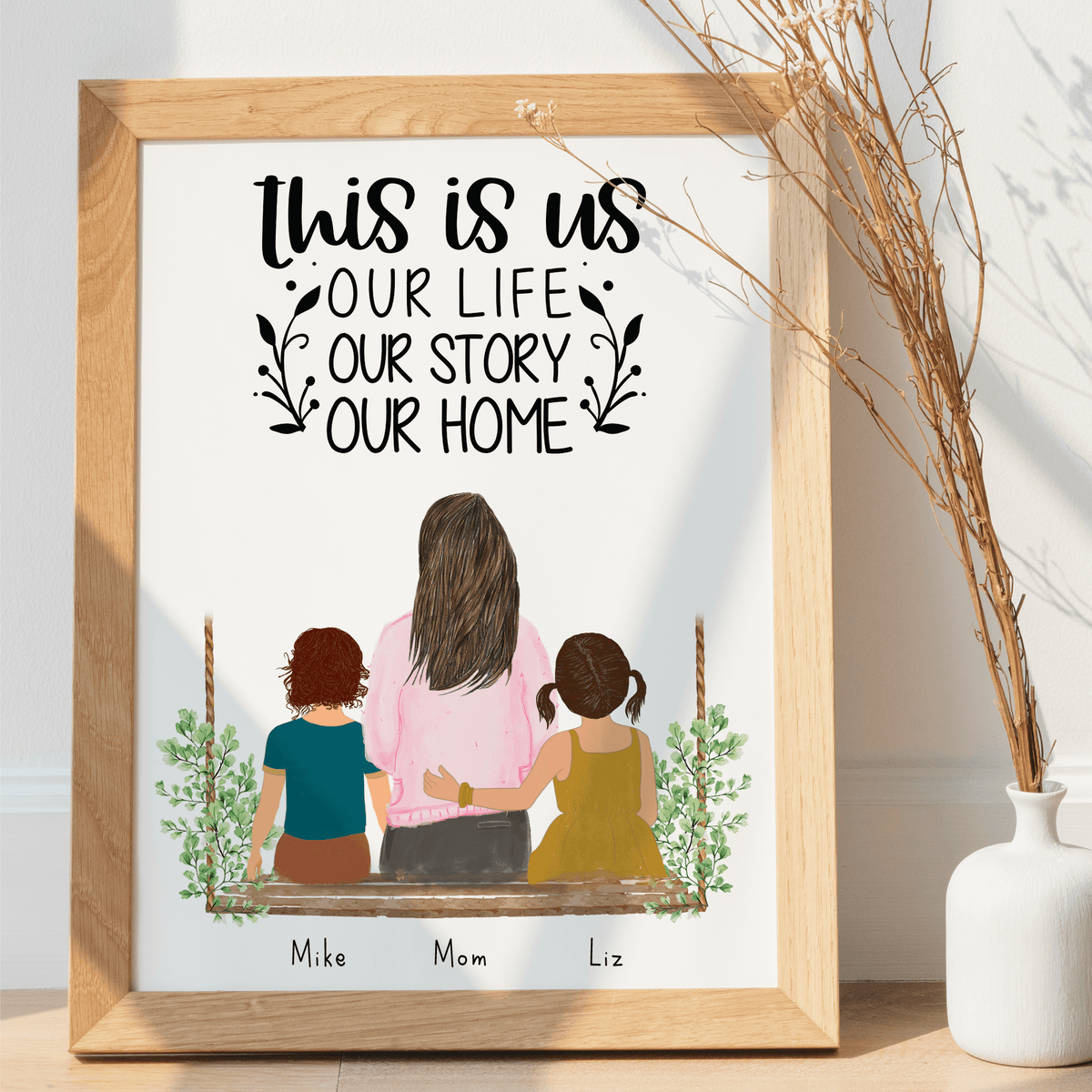 Personalized Daughters and Mom Print Art 3 Daughters Digital — Glacelis