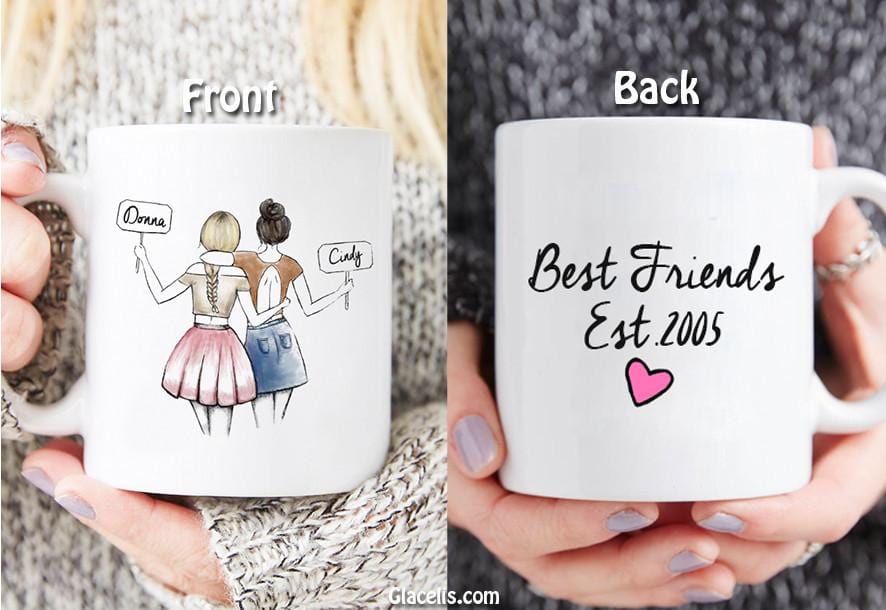 Personalized Best Friend Gift, - of date Friendship Gift,  on  Mug - By Glacelis® - Custom Personalized Gifts for friends, Family & special occasions!