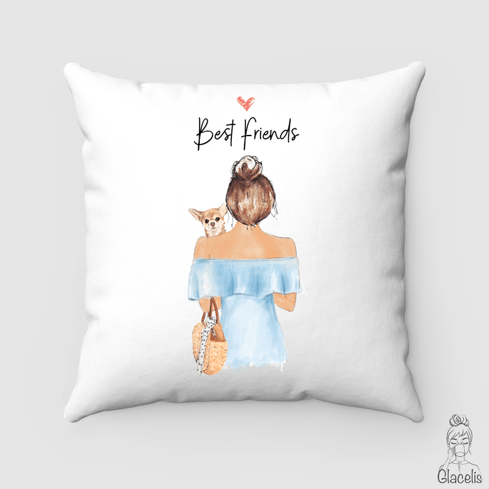 Personalized Woman and Dog Pillow