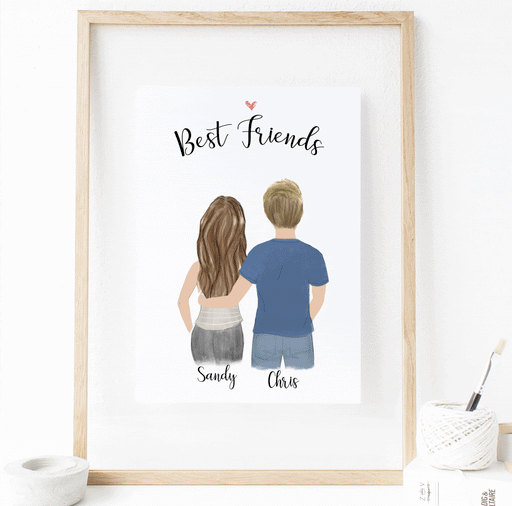 Personalized Best Friends with Male Print art