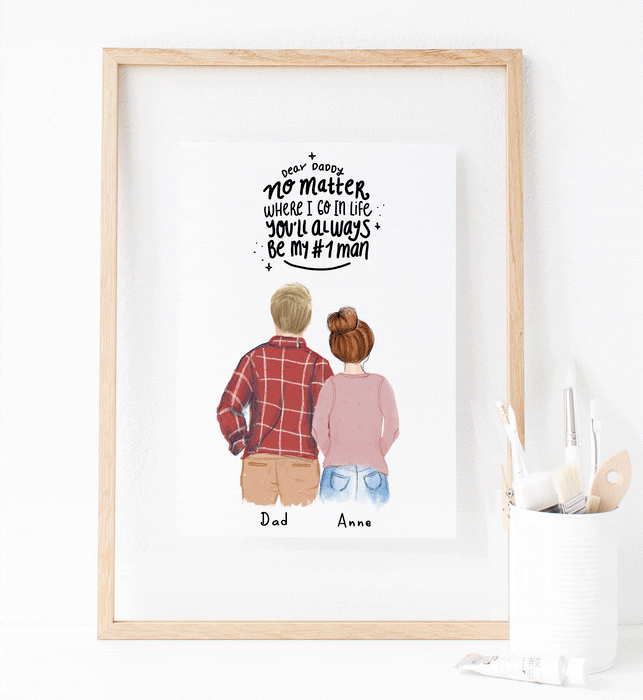 Personalized Dad and Daughter Print art