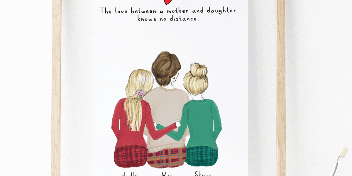 Personalized Daughters and Mom Print Art 3 Daughters Digital — Glacelis