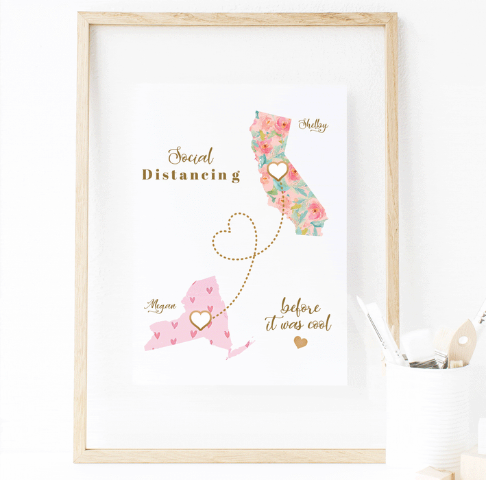 Personalized Long Distance relationship gift ideas for Family and friends Print Art
