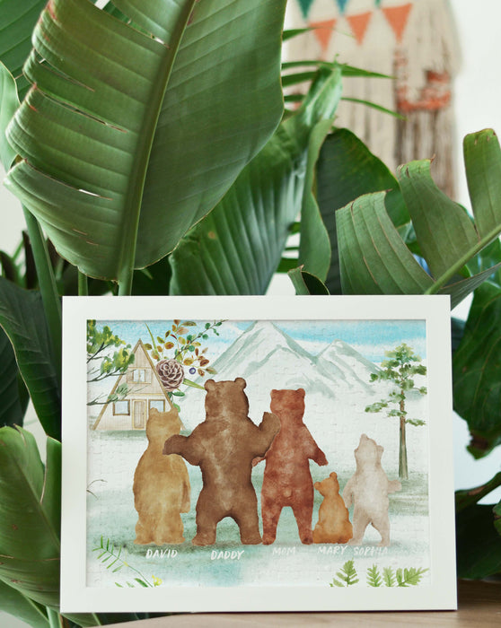 Personalized Bear Family 252-Piece Puzzle Framed