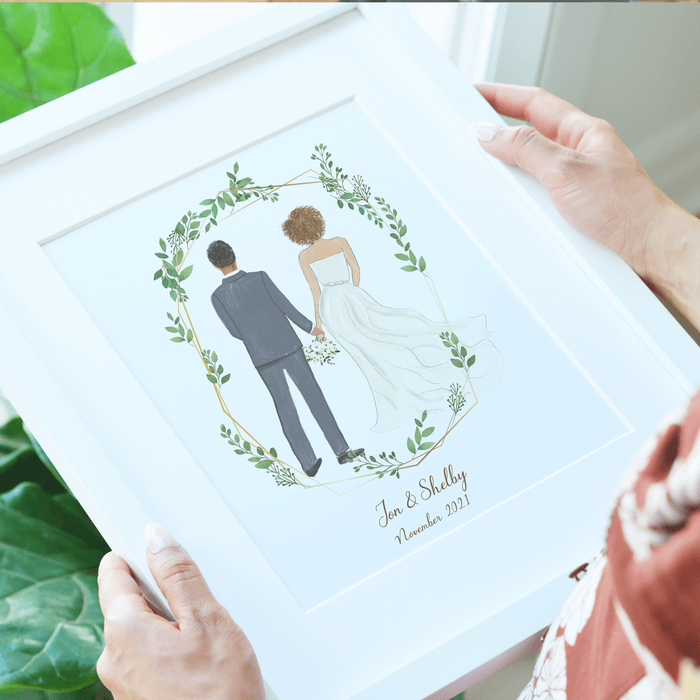 Surprise the bride and groom in your life with this thoughtful, one of a kind original and customizable artwork