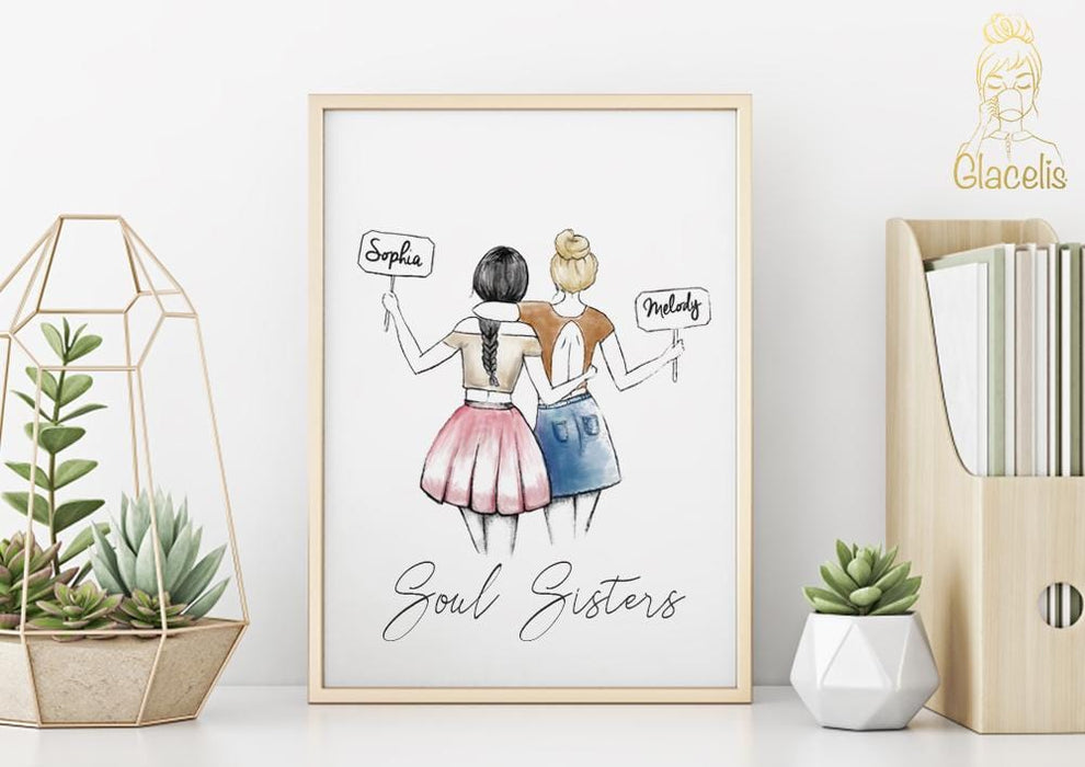 Personalized Soul Sisters Wall Art - The perfect gift for your #1 Soul Sister! Your friendship with your BFF is unlike anything else and should be commemorated with a gift just as unique as you are