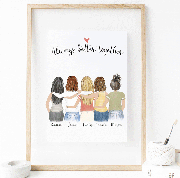 Six Women Custom Best Friends Print Art