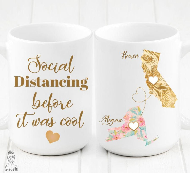 Long Distance Family mug Create a unique personalized gift for relationship distance.  custom long distance mug,state to state long distance mug, mom long distance mug, the love between best friends knows no distance mug, long distance relationship mug, long distance gift mom mug