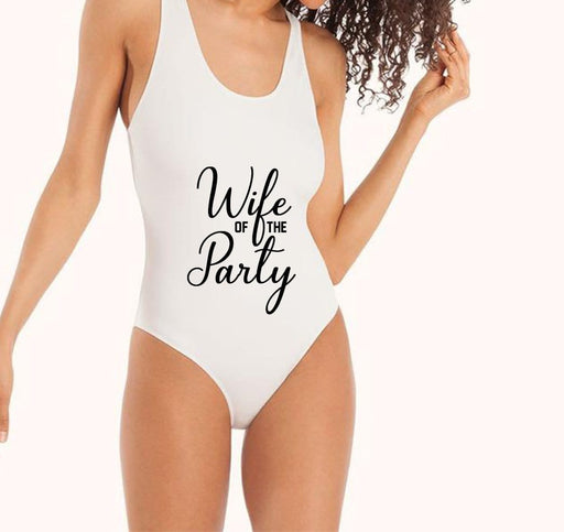 Wife of the Party white One Piece Swimsuit - Custom Personalized Gifts for friends, Family & special occasions!