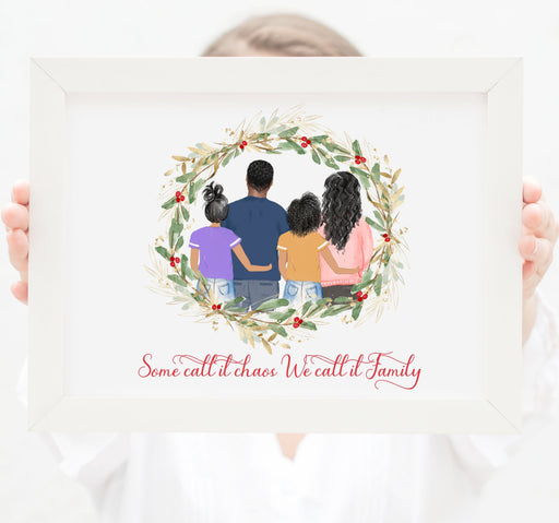 Personalized Family of four wall art Mom, dad and two teenager girls