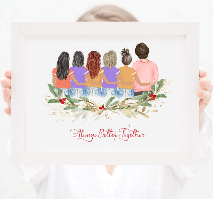 Personalized Mom and five daughters Print Art